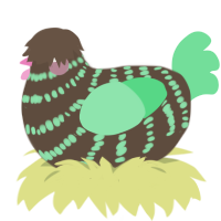 A bark and spring chicken with a bar pattern