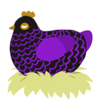 A sable and violet chicken with a lace pattern