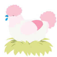 A white and rose chicken with a head pattern