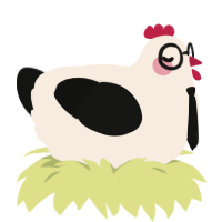A cream and black chicken