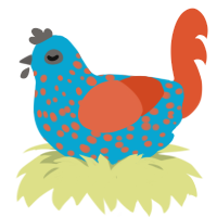 (unnamed), a cerulean and vermilion chicken with a speckle pattern