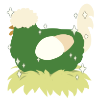 A viridian and cream chicken