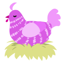 A orchid and lavender chicken with a bar pattern
