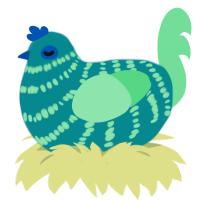 A teal and spring chicken with a bar pattern