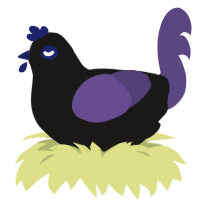 liquorice jelly bean, a sable and overcast chicken