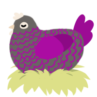 Jacob, a grey and plum chicken with a lace pattern