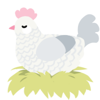 Ornament, a white and mist chicken with a lace pattern