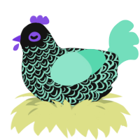 clear waters at dusk, a black and mint chicken with a double-lace pattern