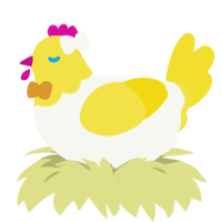 Rin, a white and yellow chicken with a head pattern