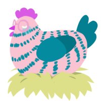 Henry, a rose and sea chicken with a bar pattern