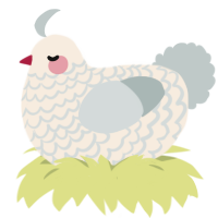 A cream and silver chicken with a lace pattern