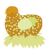 Failure, a ochre and lemon chicken with a speckle pattern