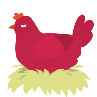 A crimson chicken with a double-lace pattern