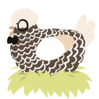 A bark and cream chicken with a lace pattern