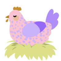A rose and lilac chicken with a speckle pattern