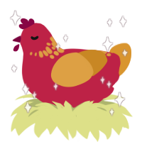 A crimson and orange chicken with a neck-speckle pattern