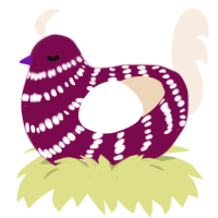 A wine and cream chicken with a bar pattern