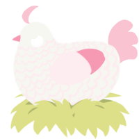 A white and rose chicken with a lace pattern