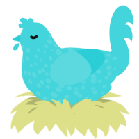 slurpee, a aqua chicken with a speckle pattern