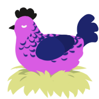 A orchid and navy chicken with a half-lace pattern