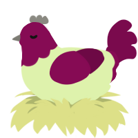 A apple and wine chicken with a head pattern
