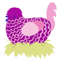 A plum and pink chicken with a lace pattern