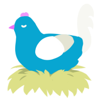 twitter, a cerulean and white chicken