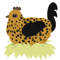(unnamed), a gold and black chicken with a speckle pattern