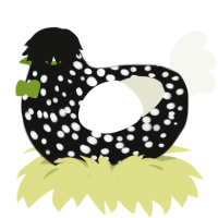 Corrupt CEO, a black and white chicken with a speckle pattern
