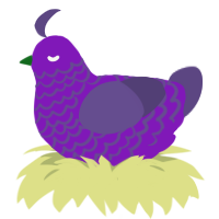zombi2, a violet and overcast chicken with a lace pattern