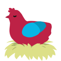 A crimson and cerulean chicken