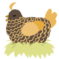 Cielo, a bark and honey chicken with a lace pattern
