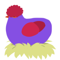Murasaki, a blurple and crimson chicken