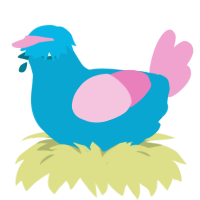 A cerulean and pink chicken
