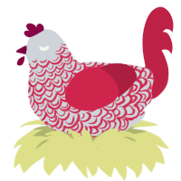 A mist and crimson chicken with a double-lace pattern