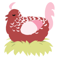 Kriss, a red and rose chicken with a half-lace pattern