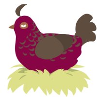 Wine Wisteria, a maroon and bark chicken with a half-lace pattern
