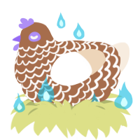A brown and cream chicken with a lace pattern