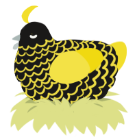 A sable and yellow chicken with a lace pattern
