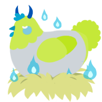 A mist and lime chicken with a head pattern