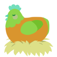 A orange and grass chicken with a head pattern
