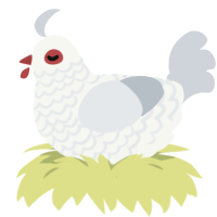 A white and mist chicken with a lace pattern