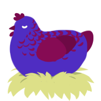 A indigo and wine chicken with a half-lace pattern