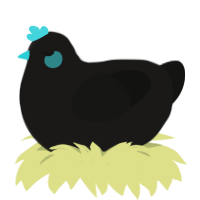Roominescence, a sable and black chicken