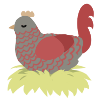 A ash and red chicken with a lace pattern