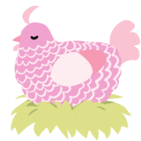 A pink and rose chicken with a lace pattern