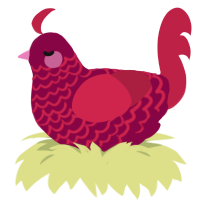 Bow, a maroon and crimson chicken with a lace pattern
