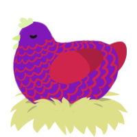 Berry Blast, a violet and crimson chicken with a lace pattern