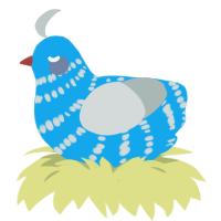 A sky and silver chicken with a bar pattern
