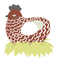 A russet and white chicken with a lace pattern